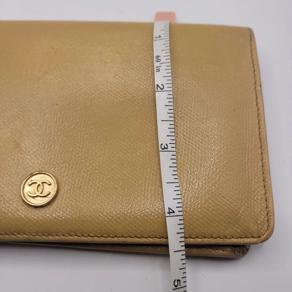 Chanel Leather Tan Long Bifold Vintage Wallet